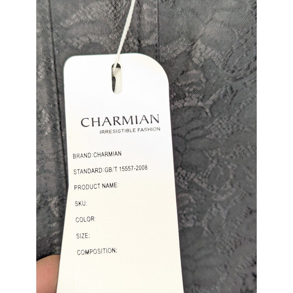 NWT Charmain Black Over Bust Gothic Steampunk Corset Sz L Lace Faux Leather Dark - Picture 5 of 9